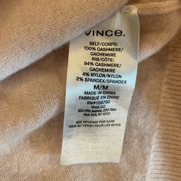 Vince Weekend V-Neck Cashmere Sweater Size M Pink - Picture 7 of 7